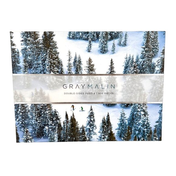 Gray Malin Skiing Winter Double-Sided Puzzle 500 Pieces With Postcards - Picture 1 of 14